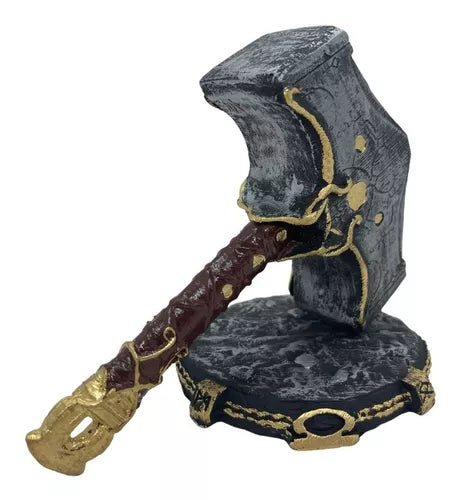 Martelo Thor God Of War Ragnarök C/ Base Resina 18cm