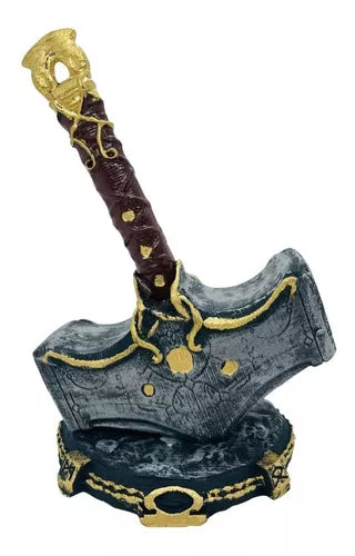 Martelo Thor God Of War Ragnarök C/ Base Resina 18cm